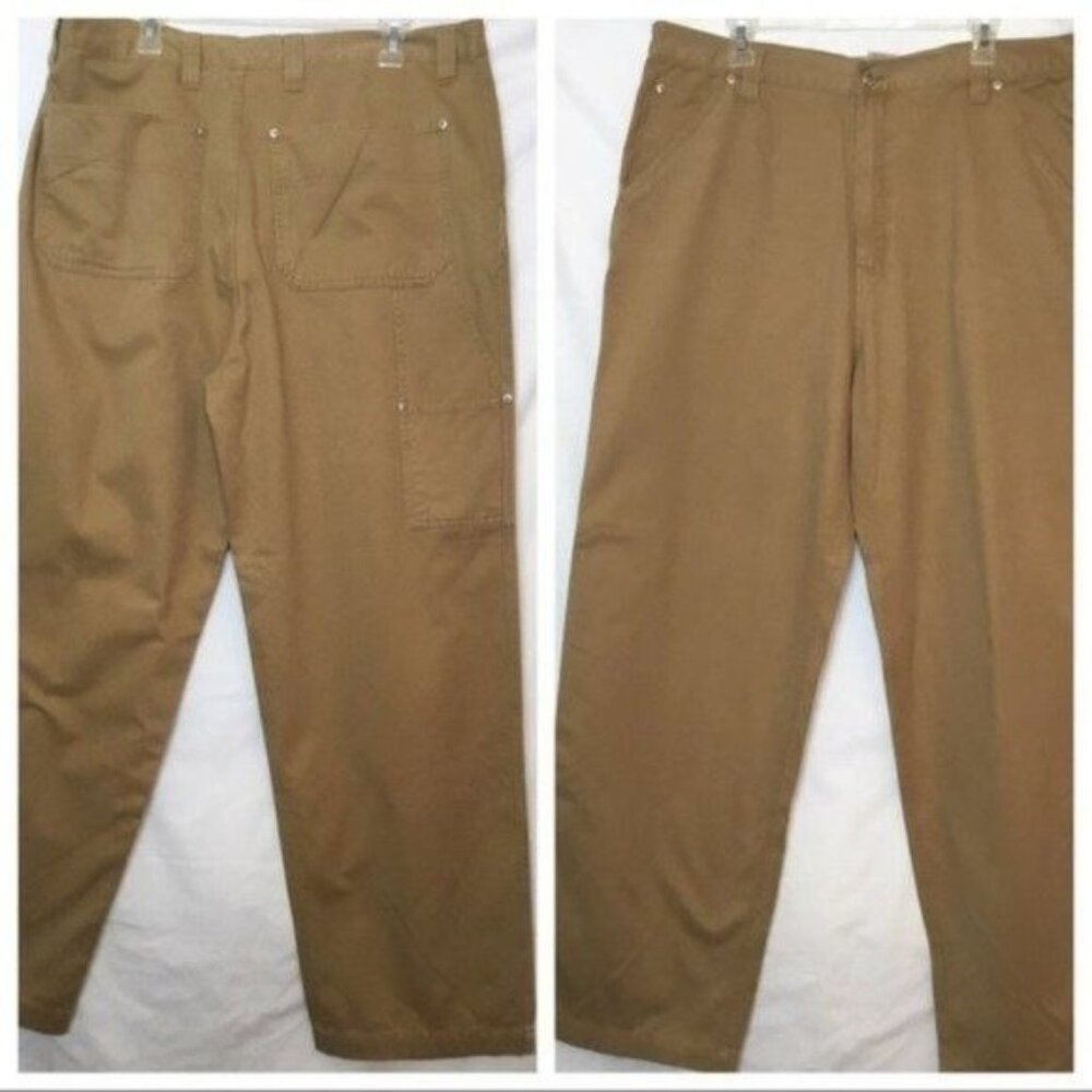 Arizona Jean Co. Carpenter Pants 38x32 Tan Relaxed Fit 100% Cotton Durable Workw